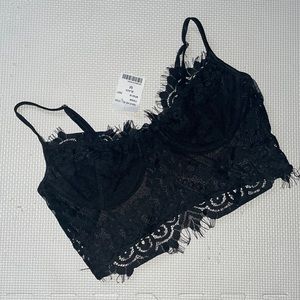 Black lace cropped top